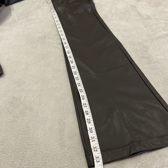 Brown Faux Leather Bootcut Pants - Picture 14 of 16